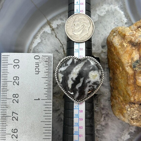 Sterling Southwestern Style White Buffalo Heart Shape Ring Size 7 For Women - Picture 9 of 10